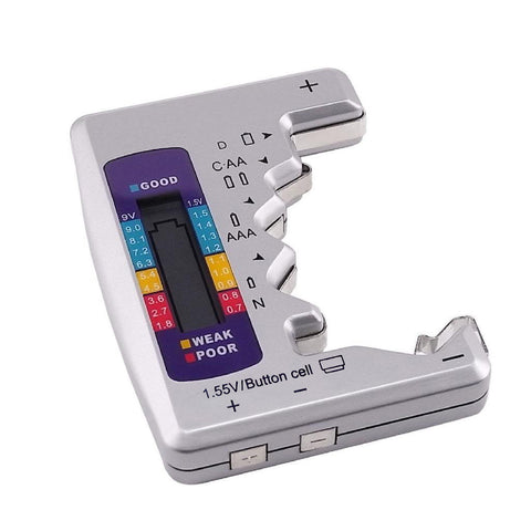 710-110 / BAT-377 Battery Tester Checker C AA AAA D N 9V 1.5V Button Cell Batteries Clear Bar Graph LCD Display Pocket Size