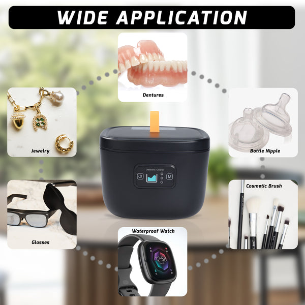 USC-409 Ultrasonic Cleaner 45Khz 255ML Ultrasonic Denture Cleaning Retainer Jewelry Cleaner Machine for Retainer, Denture, Mouth Guard, Aligner