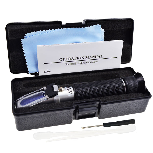 REBS-10ATC Tri-Scale Optics Refractometer ATC 0-10% Brix, Salinity 100 PPT , Density 1.000 to 1.070 g/cm3 & Salinity for CNC Cutting Liquid Coolant Salt Sea Water Aquarium Tank Marine