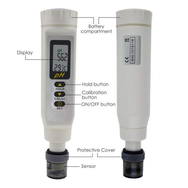 868-9 Waterproof Pen type pH 0-14pH Temperature Meter ATC Digital Tester, Thermometer, 1-Touch Multi-Calibration with Pouch, Auto Buffer Solution Recognition