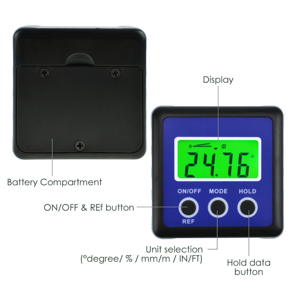 AGF-201  Digital Protractor Angle Gauge Finder Bevel Box Inclinometer Level Meter Magnetic Base