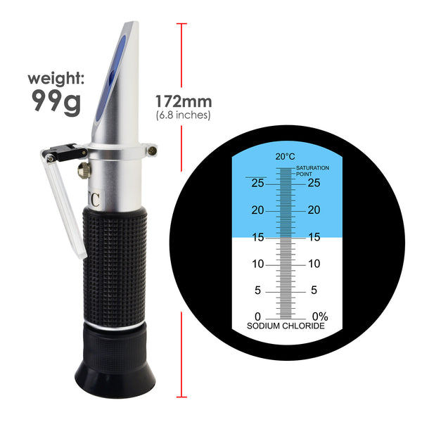 RES-28ATC Salinity Refractometer 0-28% with ATC Sodium Chloride (NaCl) Salt Water Brine Seawater Food Industry ±0.2% Accuracy
