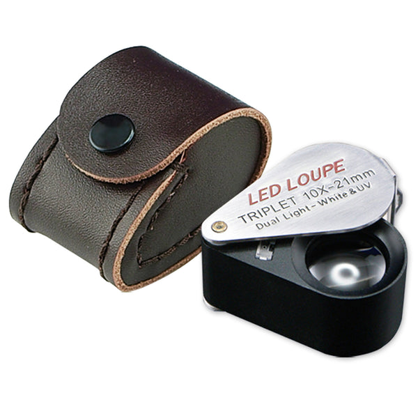GM11 Mini 10X Jeweler Loupe Magnifier + LED & UV light, 21mm lens