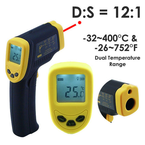IR-600 Infrared IR Laser Thermometer -32~400°C / -26~752°F Distance Spot-Ratio 12:1