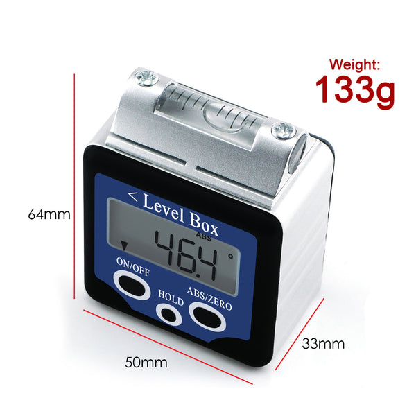 AG-02LB  Digital 360° Bevel Box / Inclinometer w/ Magnets & Spirit Level Angle Finder Large LCD Display
