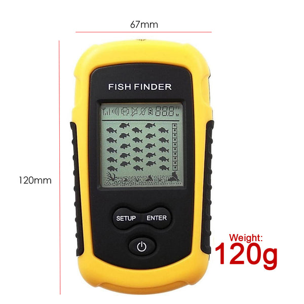 FFW-1108-1 LUCKY Dot Matrix Wireless Sonar Sensor Fish Finder with Audible Fish Alarm & Backlight, Depth Sounder 40m (131ft) for fresh and salt water, ocean, river, lake, sea, ice icy water, Fish Locator, Bottom Contour Weed Detector