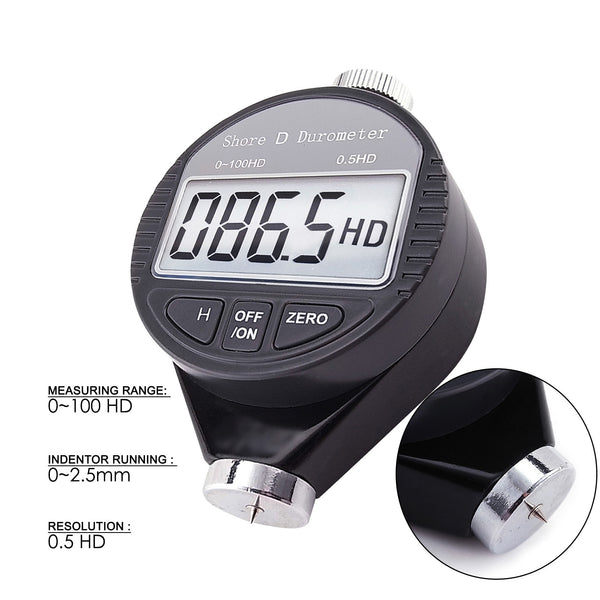 560-10D Shore D Digital Hardness Meter Durometer 0~100HD Pocket Size Tester with LCD Display