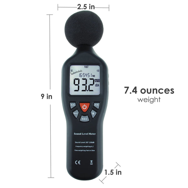 SLM-25 Sound Level Meter with Backlit Display High Accuracy Measuring 30dB~130dB with Data Logging Function Instrument Compact Professional