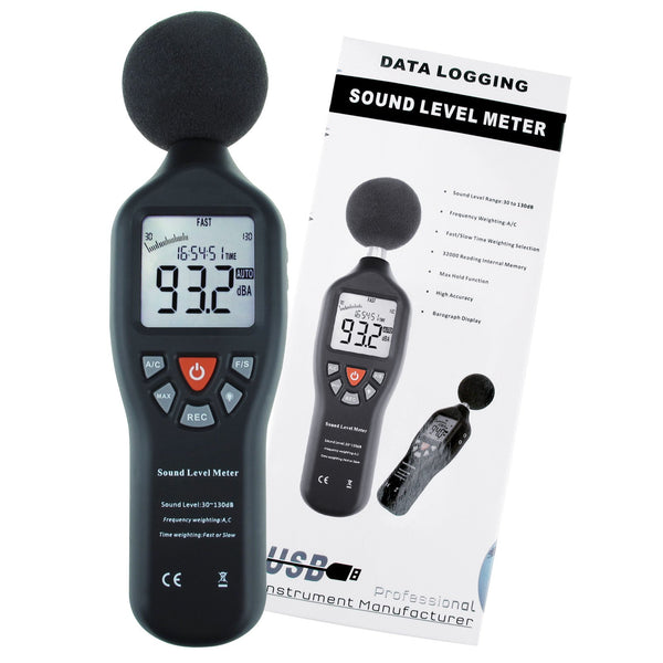 SLM-25 Sound Level Meter with Backlit Display High Accuracy Measuring 30dB~130dB with Data Logging Function Instrument Compact Professional