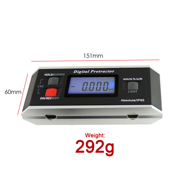 AG-82413B Digital Protractor Angle Finder Level Inclinometer Magnetic V-Groove 0~360 with Backlight IP65