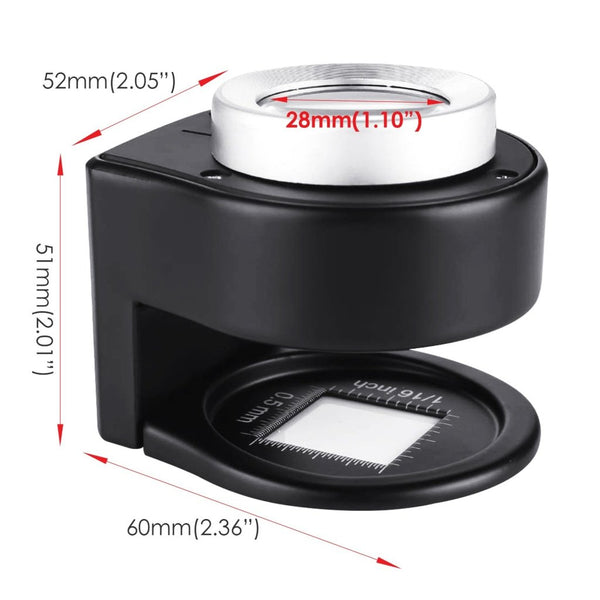 GEM-309LI 30x Magnification Magnifying Glass Jewelers Loupe, 6 Lights Desktop Metal Magnifier Portable Folding Scale Eye Loop for Textile Optical Jewelry Tool Coins Currency Stamps Rechargeable Battery