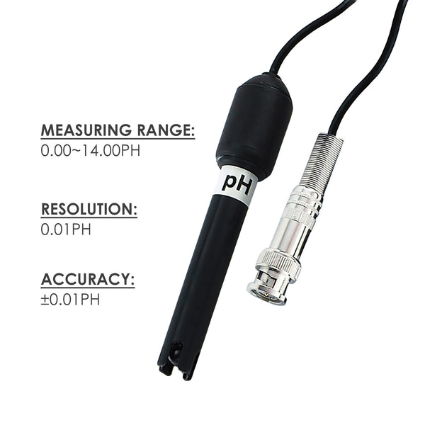 E-2627 PH Probe with BNC Connector, 150cm Long Cable 0-14pH Test Sensor Electrode for PH Meter Monitor Controller