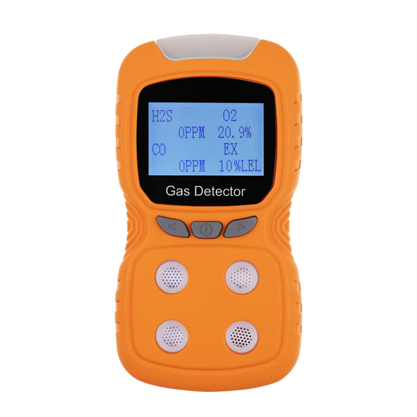 AQM-384 Portable Gas Detector CO H₂S O₂ EX (LEL) 4 Gas Detection Gas Rechargeable Clip Sniffer with Audible Visual Vibration Alert and Voice Prompt