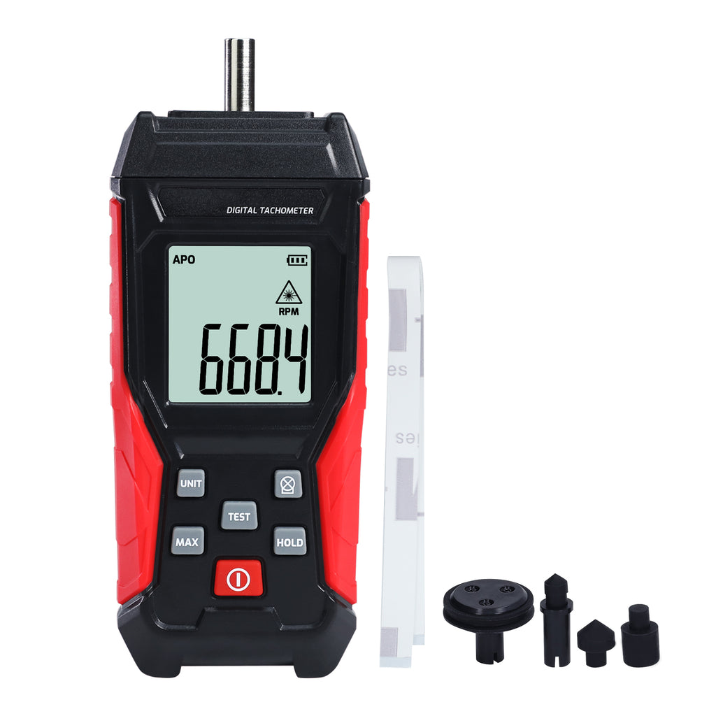 TAC-401 Portable 2-in-1 Tachometer Noncontact Laser Photo Sensor Contact(3~19999RPM) & Non-contact(3~100000RPM) RPM Gauge Tester Professional Handheld Car Engine Tool