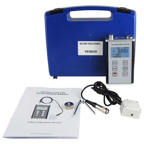 VM-6380 Digital 3-Axis Vibration Meter Piezoelectric Sensor Displacement Velocity Acceleration