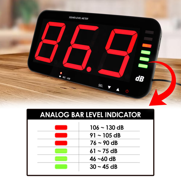 SLM-389 Wall Hanging Sound Level Meter 13" HD Screen Decibel Meter with Data Logger Function Audio and Visual Alarm