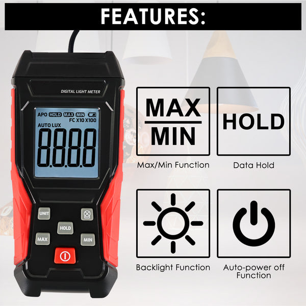 LUX-331 Digital Light / Lux Meter LUX Footcandle FC Illuminance Tester 200000Lux / 20000Fc