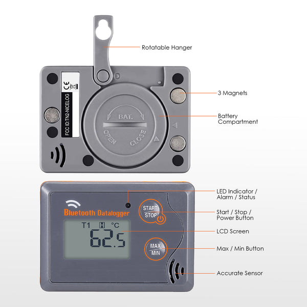 88363 Digital Thermo-hygrometer PDF Excel Report Colored LED with Wireless Bluetooth Datalogger Barometric Humidity Temperature Meter