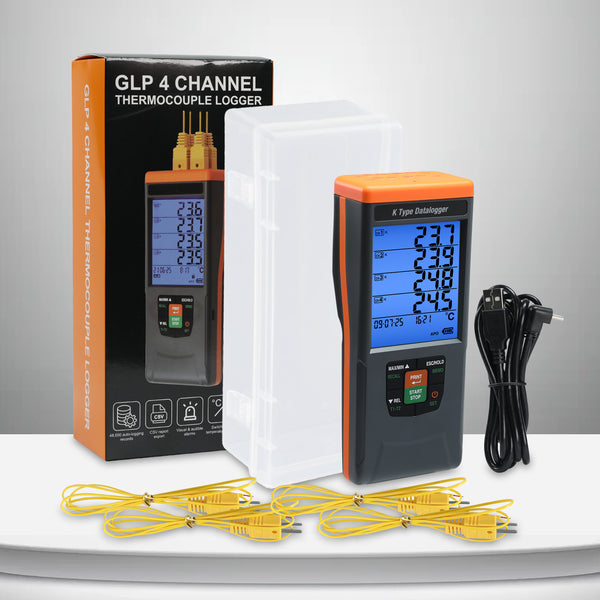 88594 GLP-Compliant K-Type Thermocouple Data Logger: High-Accuracy Temperature Meter (-328°F to 2498°F / -200°C to 1370°C) with 48,000-Point Datalogging, CSV Export & Alarms, Portable/Wall-Mountable, Flexible IR Printing (Optional)