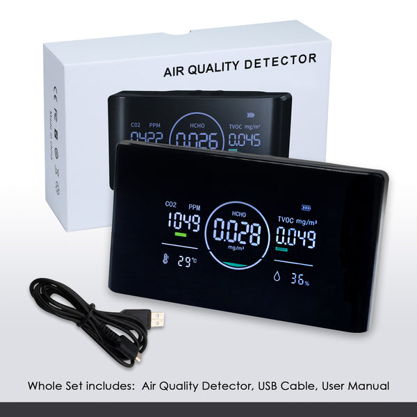 AQM-422 IAQ Monitor 5 in 1 Professional HCHO | CO2 | TVOC Meter with Humidity & Temperature Measurement NDIR Sensor Portable Carbon Dioxide Monitor for Home, RV, Grow Tents, Factory etc.