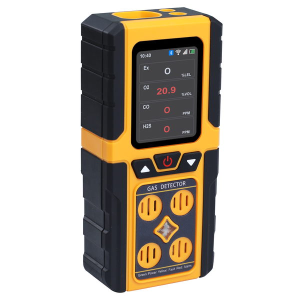 AQM-434 Gas Leak Detector 4-in-1 H2S|EX|O2|CO Tester Analyzer Instant Alerts Audible, Light, Vibration Alarm Natural Methane Gas Detector IP68 with Data Storage Portable Rechargeable