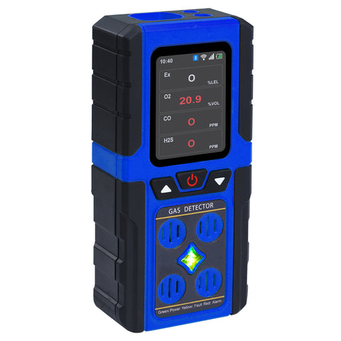 AQM-434 Gas Leak Detector 4-in-1 H2S|EX|O2|CO Tester Analyzer Instant Alerts Audible, Light, Vibration Alarm Natural Methane Gas Detector IP68 with Data Storage Portable Rechargeable