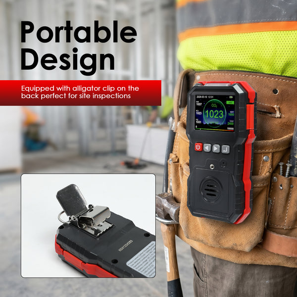 AQM-551 Portable CO2 Detector Carbon Dioxide Gas Monitor 0~10000ppm with Alarm Indicator, 7605 Data Logging Capacity, Color Display, USB Rechargeable IAQ Analyzer for Petroleum Industry, Metallurgy Laboratory & Scientific Research