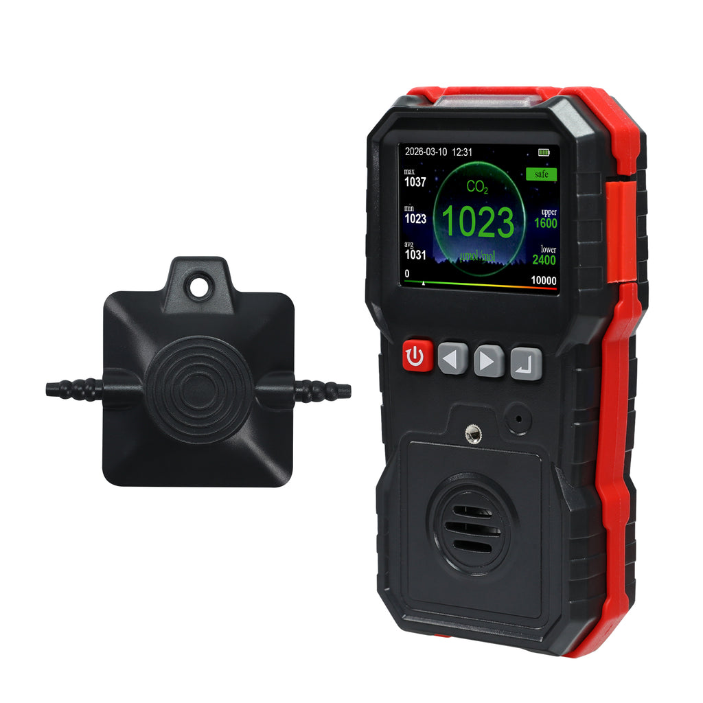 AQM-551 Portable CO2 Detector Carbon Dioxide Gas Monitor 0~10000ppm with Alarm Indicator, 7605 Data Logging Capacity, Color Display, USB Rechargeable IAQ Analyzer for Petroleum Industry, Metallurgy Laboratory & Scientific Research