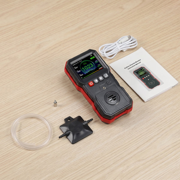 AQM-551 Portable CO2 Detector Carbon Dioxide Gas Monitor 0~10000ppm with Alarm Indicator, 7605 Data Logging Capacity, Color Display, USB Rechargeable IAQ Analyzer for Petroleum Industry, Metallurgy Laboratory & Scientific Research