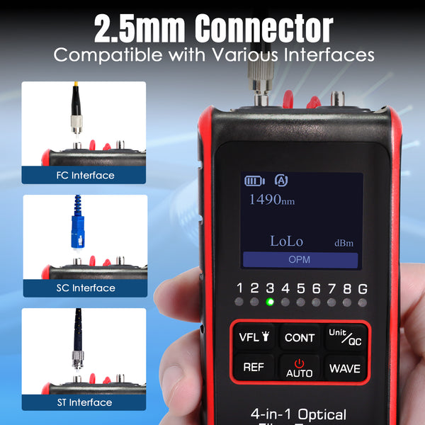 CAB-430 Fiber Optic Power Meter VFL REF FC SC ST Visual Fault Locator HD Colored LCD Display Fiber Optical Cable Tester Network Tools