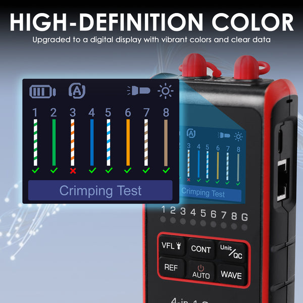 CAB-430 Fiber Optic Power Meter VFL REF FC SC ST Visual Fault Locator HD Colored LCD Display Fiber Optical Cable Tester Network Tools