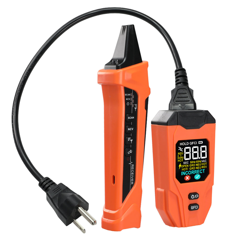 CIR-540 Digital Circuit Breaker Finder with GFCI Tester & NCV Detection Electrical Circuit Tracer High Accuracy Colored Display Audible and Visible Light Indicator