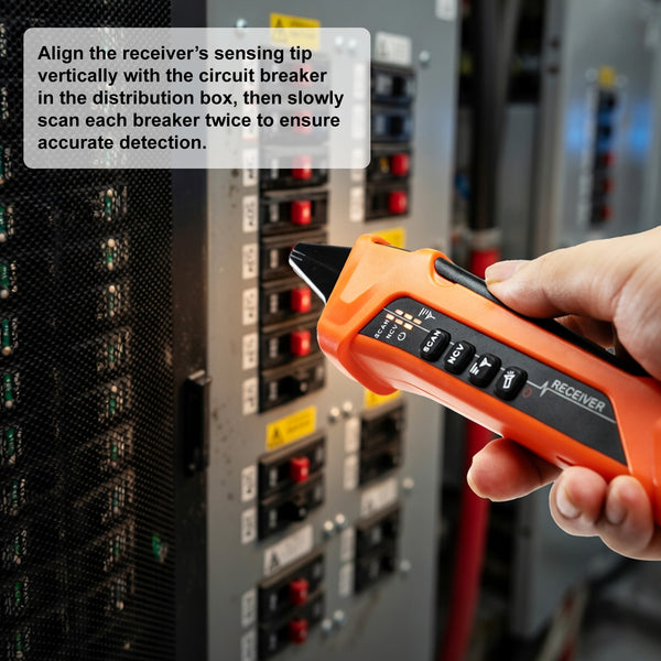 CIR-540 Digital Circuit Breaker Finder with GFCI Tester & NCV Detection Electrical Circuit Tracer High Accuracy Colored Display Audible and Visible Light Indicator