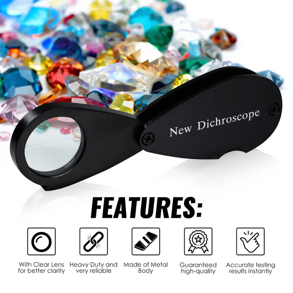 CLMG-7209_BLK Foldaway Dichroscope Gemstone Jewelry Testing Tool Lightweight and Portable Ideal for Jewelers and Gemologists