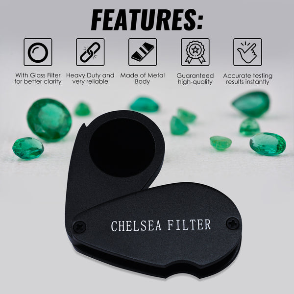 CLMG-7301 Chelsea Filter Mini Gemstone Tool 21mm Lens Diameter with Glass Filter Foldable Design Heavy Duty