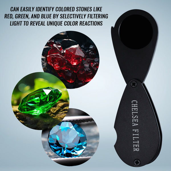 CLMG-7301 Chelsea Filter Mini Gemstone Tool 21mm Lens Diameter with Glass Filter Foldable Design Heavy Duty