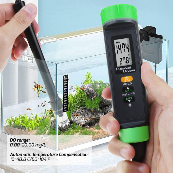 DOM-383 Digital Rechargeable DO Meter Dissolved Oxygen Tester with Floating Probe Long Cable Electrode, ATC