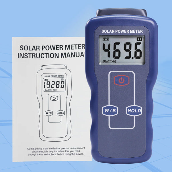 EMF-427 Solar Power Meter Sun Light Radiation Testing for Solar Energy Research Meteorology Agriculture Sun Light Energy Measuring Tool