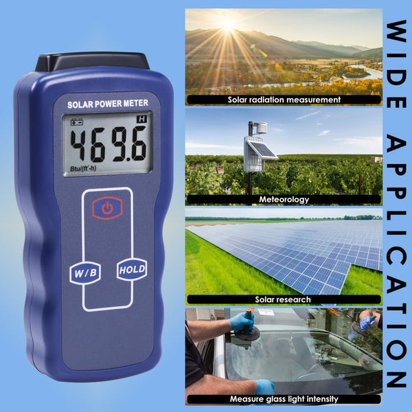 EMF-427 Solar Power Meter Sun Light Radiation Testing for Solar Energy Research Meteorology Agriculture Sun Light Energy Measuring Tool