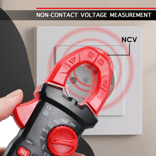MUL-523 Digital Clamp Meter AC/DC Multimeter with Voltage Tester, Capacitance, Resistance, Frequency, Duty cycle, Diode Test, Line Connection Test, and Temperature, Non-Contact Current Clamp for Electricians, HVAC, Home Repairs & DIY