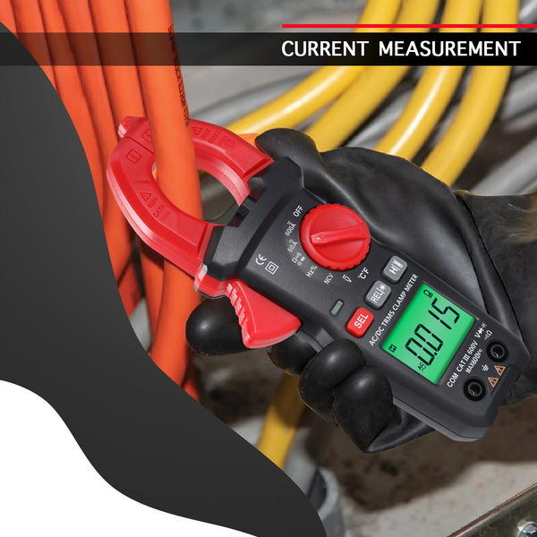 MUL-523 Digital Clamp Meter AC/DC Multimeter with Voltage Tester, Capacitance, Resistance, Frequency, Duty cycle, Diode Test, Line Connection Test, and Temperature, Non-Contact Current Clamp for Electricians, HVAC, Home Repairs & DIY