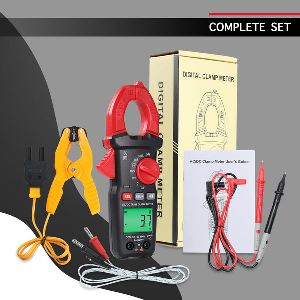 MUL-523 Digital Clamp Meter AC/DC Multimeter with Voltage Tester, Capacitance, Resistance, Frequency, Duty cycle, Diode Test, Line Connection Test, and Temperature, Non-Contact Current Clamp for Electricians, HVAC, Home Repairs & DIY