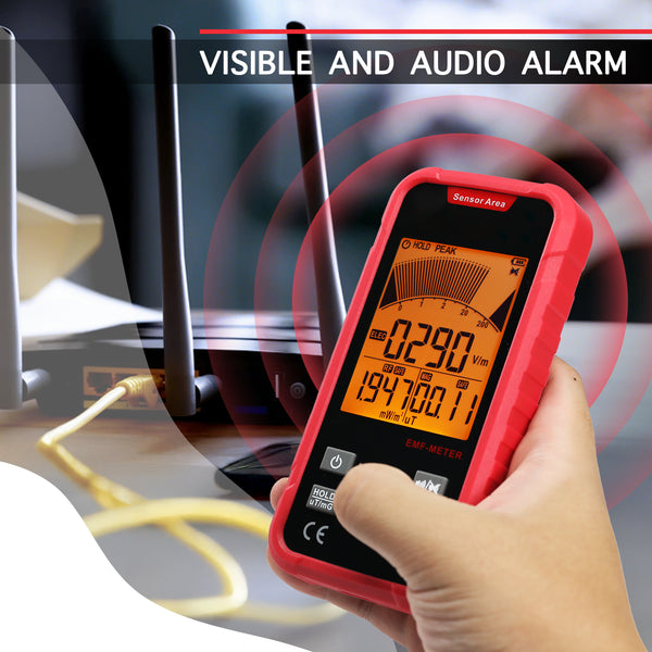 EMF-528 EMF Meter Tester Electromagnetic Field Radiation Detector EF, Radio Frequency (RF), 3-Axis Magnetic Field (MF) Detection for Home, Office, School, with Audible and Visual Alarm Professional Rechargeable Tester