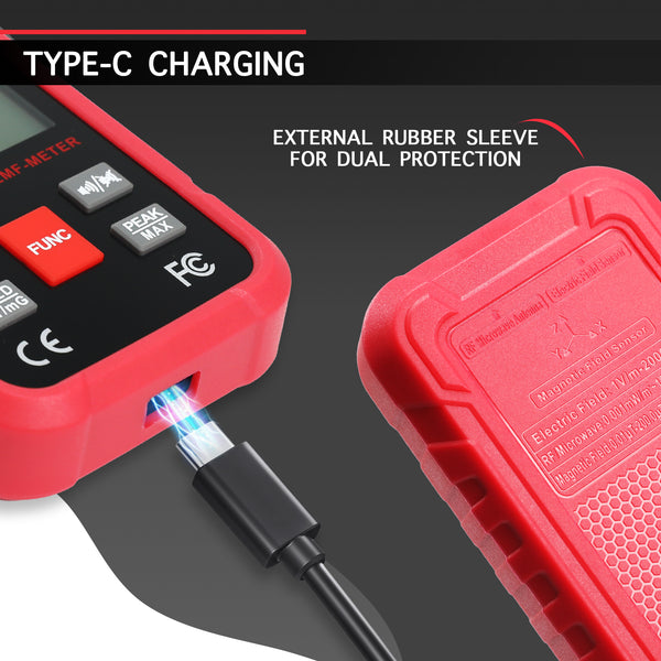 EMF-528 EMF Meter Tester Electromagnetic Field Radiation Detector EF, Radio Frequency (RF), 3-Axis Magnetic Field (MF) Detection for Home, Office, School, with Audible and Visual Alarm Professional Rechargeable Tester