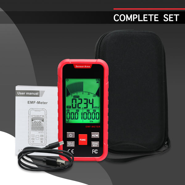 EMF-528 EMF Meter Tester Electromagnetic Field Radiation Detector EF, Radio Frequency (RF), 3-Axis Magnetic Field (MF) Detection for Home, Office, School, with Audible and Visual Alarm Professional Rechargeable Tester