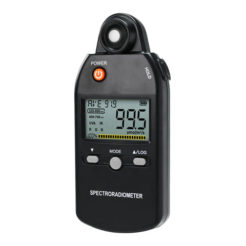 PAR-530 Spectroradiometer PPFD Meter Spectrometer PAR Quantum Meter UV IR Light Color Control Analysis Measures 320-800nm from 0~5000μmolm²/s Ideal for Plant Growth, Lab, Home and Industrial Use