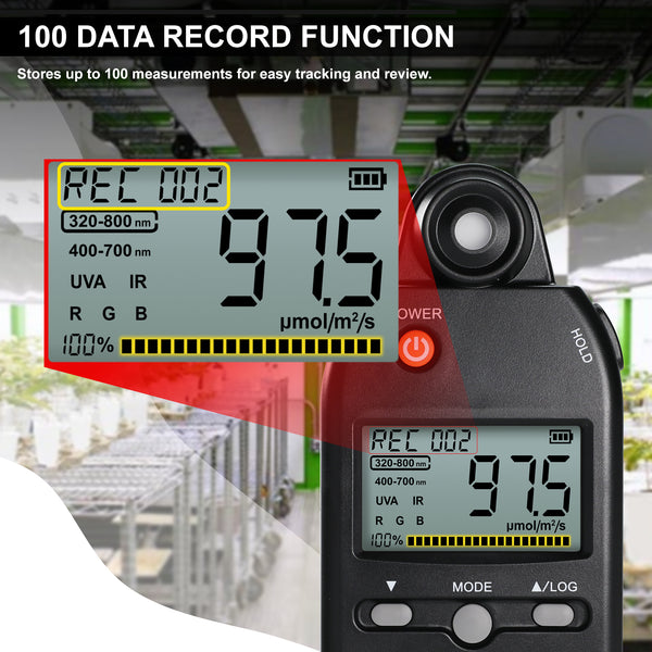 PAR-530 Spectroradiometer PPFD Meter Spectrometer PAR Quantum Meter UV IR Light Color Control Analysis Measures 320-800nm from 0~5000μmolm²/s Ideal for Plant Growth, Lab, Home and Industrial Use