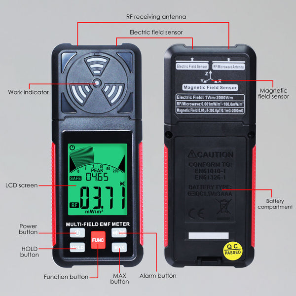 EMF-423 Professional EMF Meter Tester Electromagnetic Field Radiation Detector EF, Radio Frequency (RF), Magnetic Field (MF) Detection for Home, Office, School, Hospitals, etc. EMF Inspections