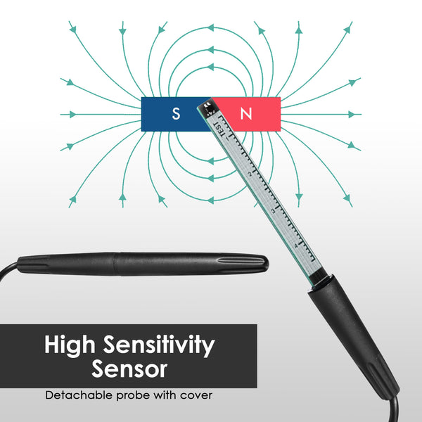 EMF-456 Gauss Meter Portable Tesla Meter Gaussmeter 0~2500 mT Surface Magnetic Field Tester High Precision Hall Sensor ±1% Accuracy with Data Record Function