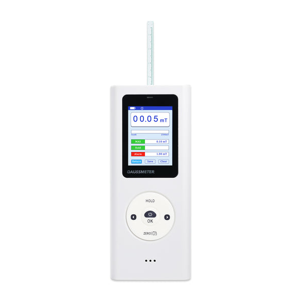 EMF-506 Digital Gauss Meter / Tesla Meter - High Precision Portable Magnetic Field Detector 0~25k Gs (0~2500 mT) Range for Magnet Testing, Motors & Industrial Applications HD Colored Display with Hall Sensor